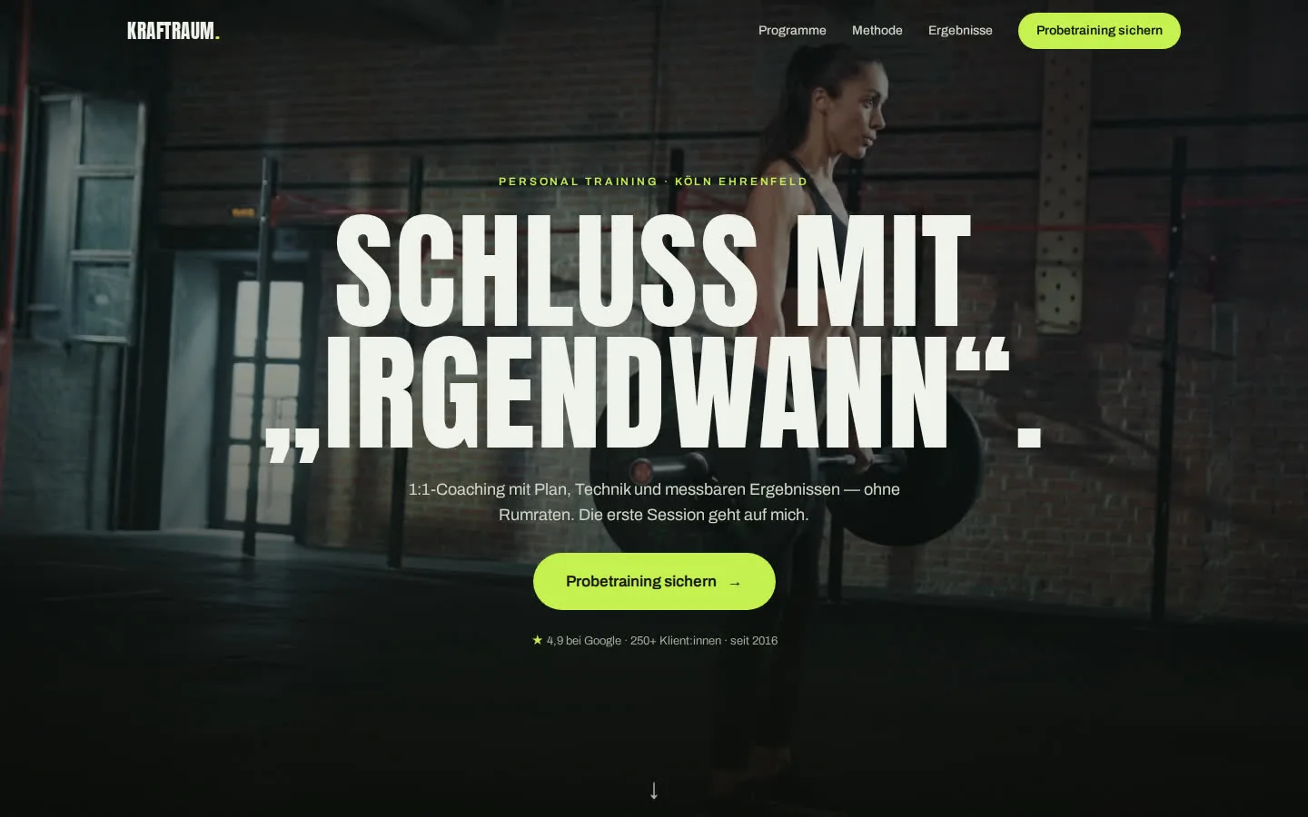 KRAFTRAUM — Personal Training · Programme & Probetraining