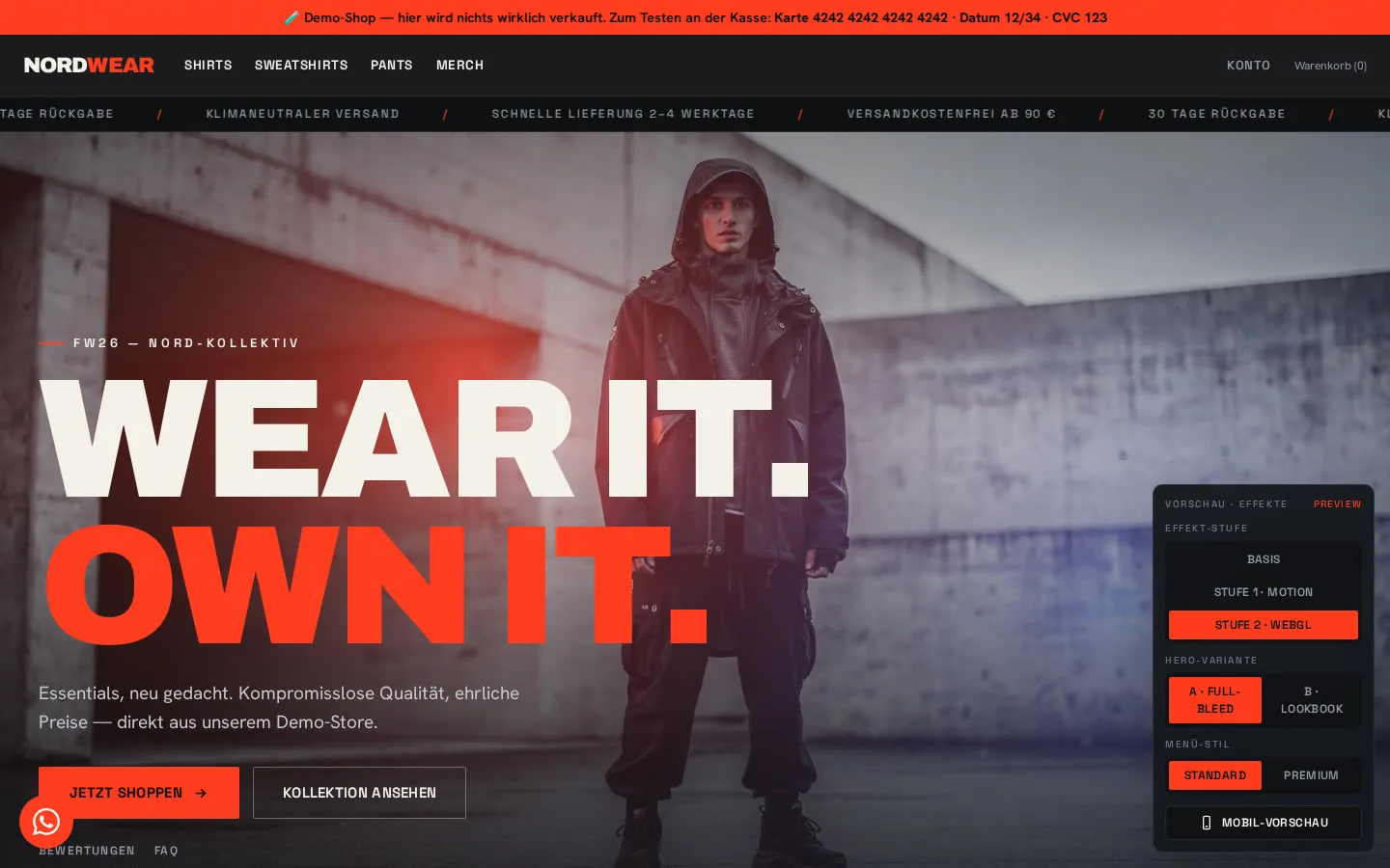 NORDWEAR — Streetwear · Shop-Demo mit Katalog